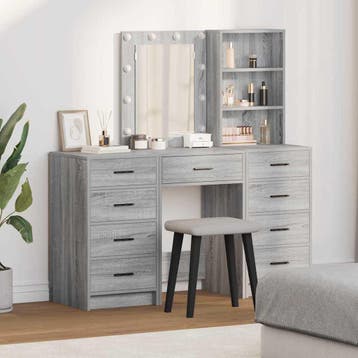 vidaXL Kaptafel 3 st Grijs 40 x 41 x 135 cm Bewerkt hout, Huis en Inrichting, Verzenden, Nieuw