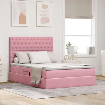 vidaXL Opslag bed met matras met matras Roze 140 x 200 cm, Verzenden, Nieuw