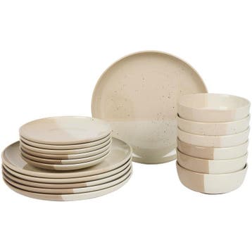 Service de table Azur moucheté - beige et rose - 18 pièces |, Verzenden