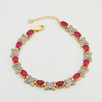 Zonder minimumprijs - Armband 18-karaats goudlaag, Zilver, Nieuw