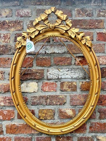 Lijst - 183. Antiek eiken gestoken schilderijlijst, goud