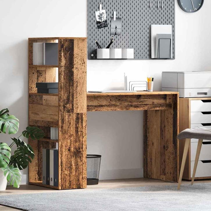 vidaXL Bureau Oud Hout Bewerkt hout 113 x 54 x 120 cm, Maison & Meubles, Bureaux, Envoi