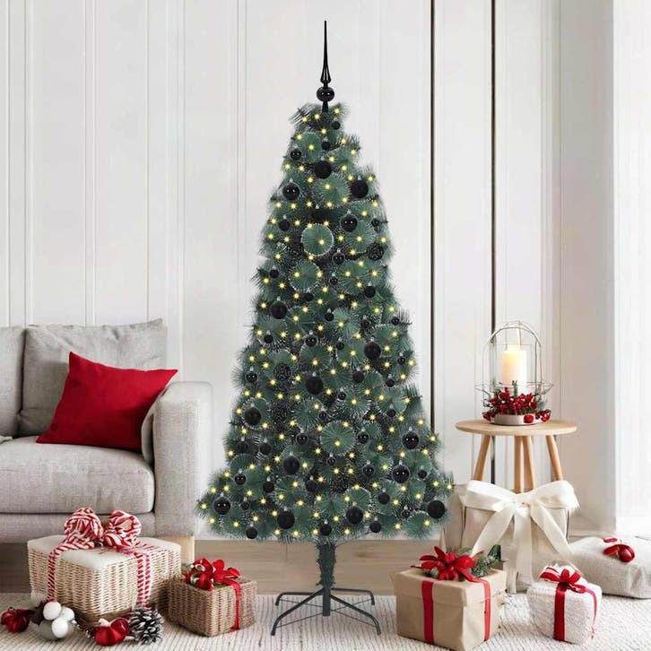 vidaXL Kunstmatige Voorverlichte Kerstboom met Ballenset, Diversen, Kerst, Nieuw, Verzenden