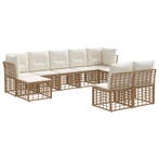 vidaXL Buiten bank set 9 pcs Natuurlijk en Crème Wit, Verzenden, Nieuw