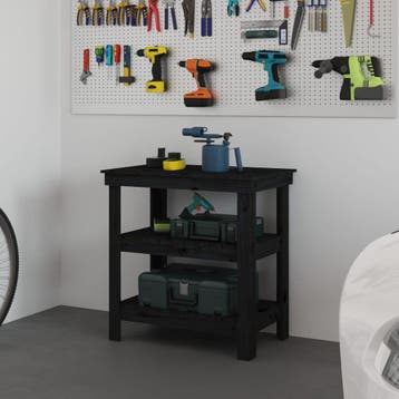 vidaXL Werkbank 78,5x50x80 cm massief grenenhout zwart, Verzenden, Nieuw