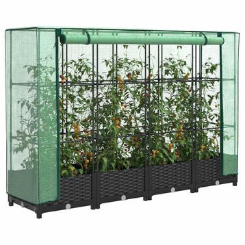 vidaXL Verhoogde plantenbak met kashoes rotanlook 160x40x123, Verzenden