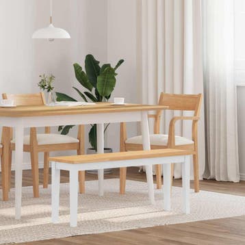 vidaXL Bank 110 cm massief hout wit rubber, Verzenden
