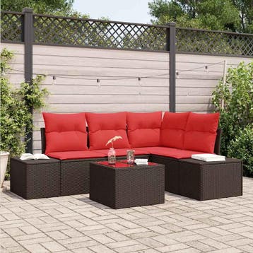 vidaXL Tuinbank Set met opslag Bruin en Rood poly rattan, Tuin en Terras, Verzenden, Nieuw