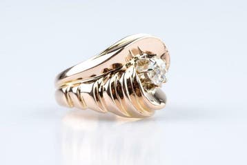 Ring - 18 karaat Geel goud - 0.50ct. tw. Diamant, Handtassen en Accessoires, Nieuw