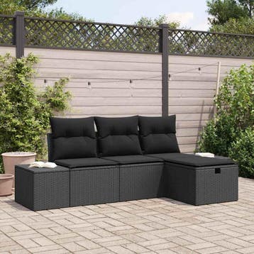 vidaXL Bankstel 4 st poly rattan, Verzenden