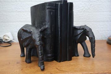 Serre-livres (2) - Bois d’ébène - Porte-livres en forme
