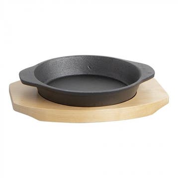 Serveer Bistropan | Gietijzeren Pan (Ø140mm) | Houten, Verzenden, Nieuw in verpakking