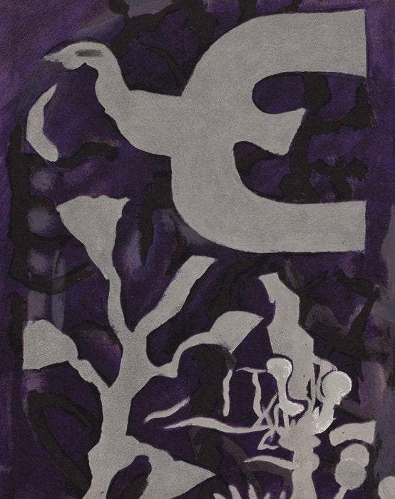 Georges Braque (1882-1963) - Oiseau en Violet, Antiquités & Art, Antiquités | Autres Antiquités