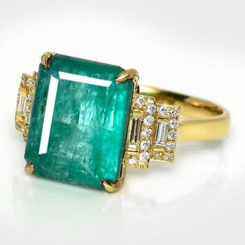 Zonder minimumprijs - Ring - 14 karaat IGI 5,89 ct Zambia, Nieuw