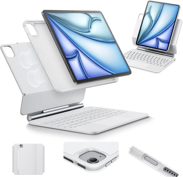 ESR iPad Toetsenbordhoes | Retour deal | 35% korting, Computers en Software, Apple iPads, 11 inch, Wit, Zo goed als nieuw, Apple iPad Air