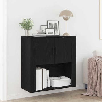 vidaXL Wandkast met plank Zwart Eiken 80 x 33 x 80 cm, Verzenden, Nieuw