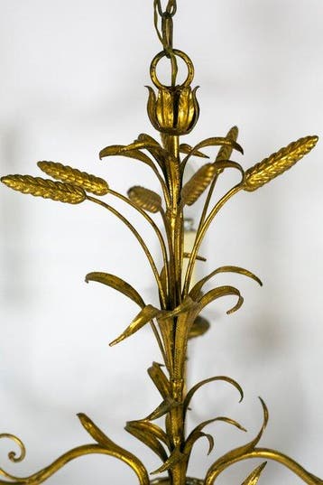 Kroonluchter - gouden aren - Hout, goudkleurig metaal