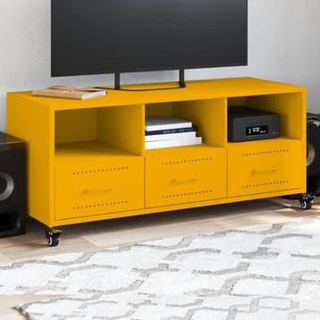 vidaXL Tv-meubel 100,5x39x43,5 cm staal mosterdgeel, Verzenden, Nieuw