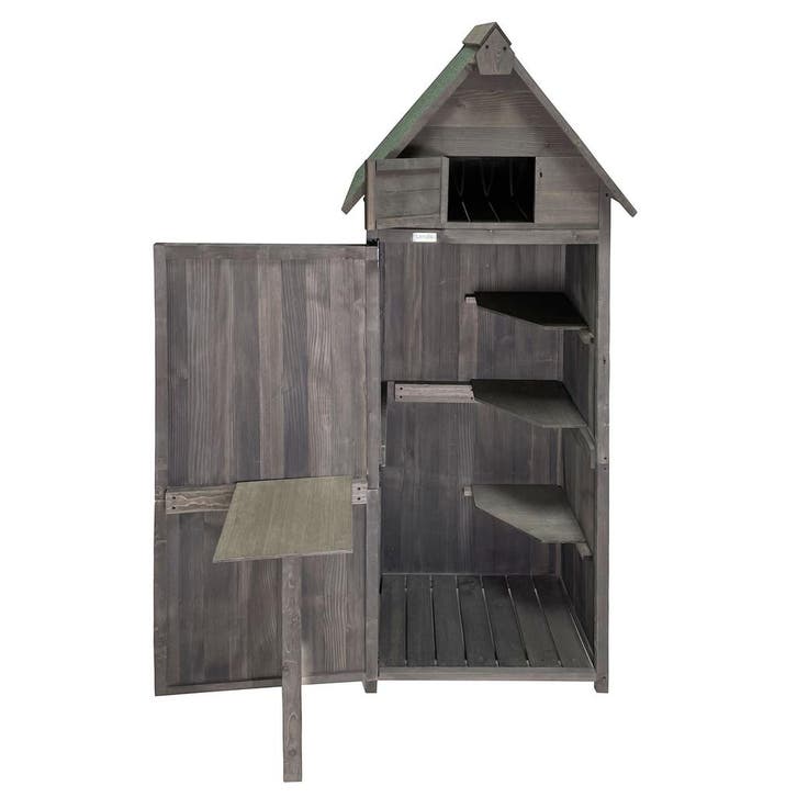 Lendo Online Armoire de Jardin 75x50x180 cm Bois Gris, Bricolage & Construction, Boîtes à outils