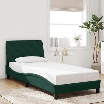 vidaXL Bedframe zonder matras 90x200 cm fluweel donkergroen, Verzenden, Nieuw