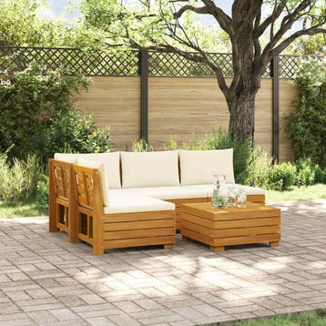 vidaXL 5 st Buiten bank set Massief Acacia Hout Bruin, Tuin en Terras, Verzenden, Nieuw