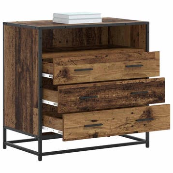 vidaXL Ladekast 3-Lade Oud hout 70 x 41 x 70 cm Bewerkt hout, Huis en Inrichting, Verzenden, Nieuw
