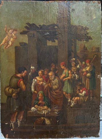 École italienne (XVI) - LAdoration des Bergers (Vendu sans