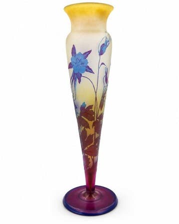 Emile Gallé - Vase - Vase solifleur Art Nouveau avec des