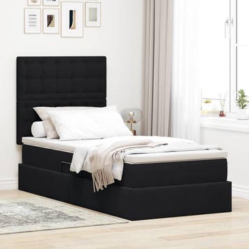 vidaXL Opslag bed met matras met hoofdeinde Zwart 90 x 200, Huis en Inrichting, Verzenden, Nieuw