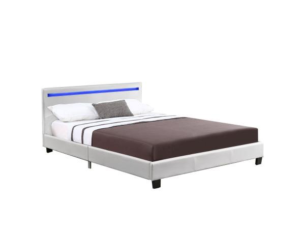 Veiling - Gestoffeerd bed Verona - 120 x 200 cm - Wit - LED, Huis en Inrichting, Slaapkamer | Bedden, Nieuw