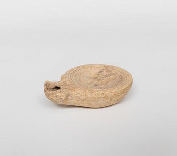 Oud-Romeins Terracotta-olielamp met staande figuur Met