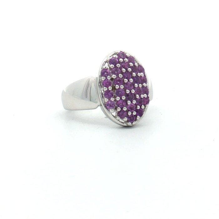 Zonder minimumprijs - Ring Zilver - 0.81ct. tw. Amethist -, Bijoux, Sacs & Beauté, Bagues