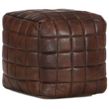 vidaXL Poef 40x40x40 cm echt geitenleer donkerbruin, Huis en Inrichting, Verzenden, Nieuw