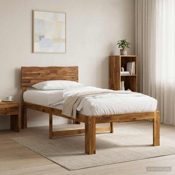 vidaXL Eenpersoonsbed met hoofdbord ROSTOCK Naturel 80 x 200, Verzenden