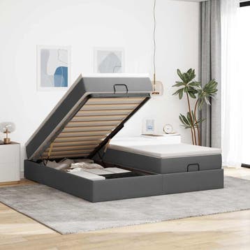vidaXL Ottoman bed met matrassen 200x200cm stof donkergrijs, Verzenden