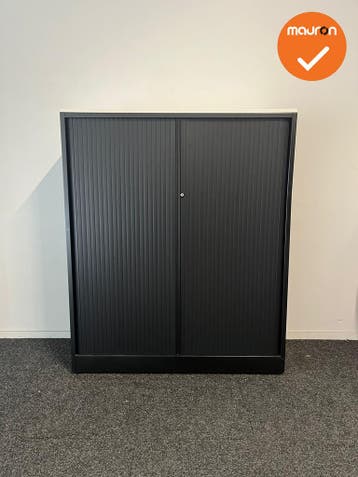 Roldeurkast - Ahrend - 144x120x45cm - zwart, Werkplek, Ophalen of Verzenden, Gebruikt, Kast