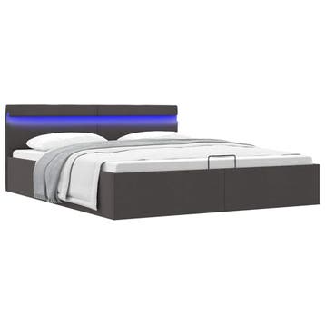 vidaXL Bedframe met opbergruimte en LED stof donkergrijs, Verzenden, Nieuw