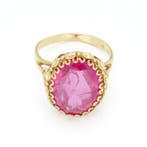 Ring - 18 karaat Geel goud - Robijn., Handtassen en Accessoires, Ringen, Nieuw