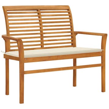 vidaXL Tuinbank met crèmekleurig kussen 112 cm massief, Verzenden