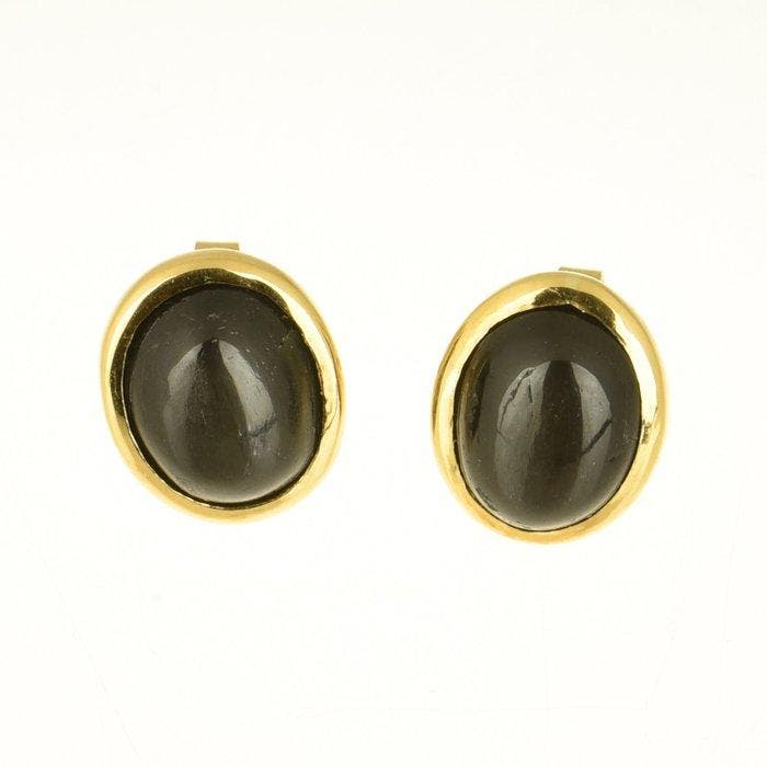 Oorbellen - 18 karaat Geel goud Onyx, Bijoux, Sacs & Beauté, Boucles d'oreilles
