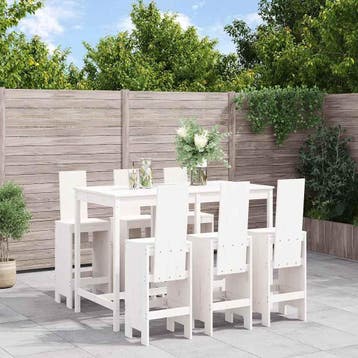 vidaXL 7-delige Barset massief grenenhout wit, Verzenden