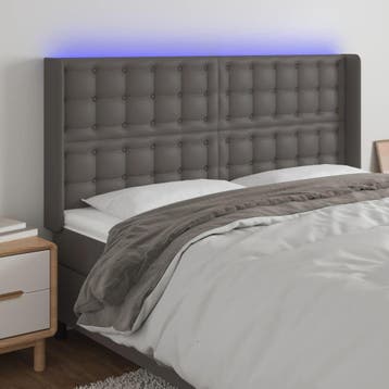 vidaXL Hoofdbord LED 163x16x118/128 cm kunstleer grijs, Verzenden, Nieuw