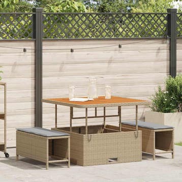 vidaXL Tuin Eettafel Set 3 st Beige poly rattan, Verzenden