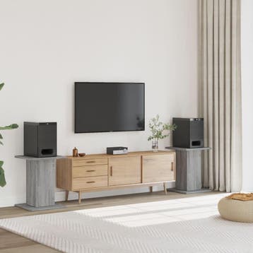 vidaXL Speakerstandaards 2 st 30x30x60 cm bewerkt hout grijs, Verzenden
