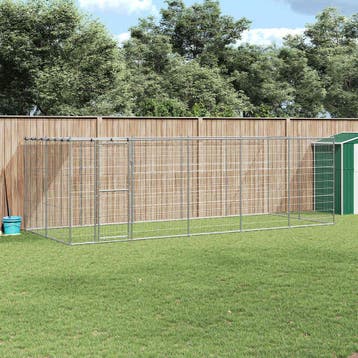 vidaXL Hondenkennel met dak 12,1 m² gegalvaniseerd staal, Verzenden, Nieuw