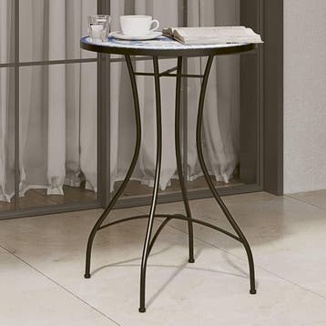 vidaXL Bistrotafel Ø 50x70 cm keramiek blauw en wit, Jardin & Terrasse, Tables de jardin, Verzenden