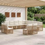 vidaXL Buiten bank set 13 pcs Natuurlijk en Crème Wit, Verzenden