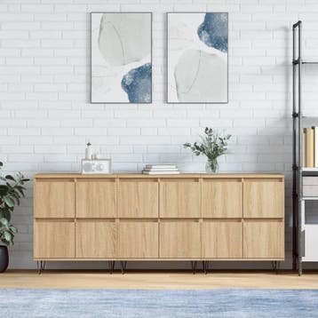 vidaXL Dressoirs 3 st bewerkt hout sonoma eiken, Verzenden, Nieuw