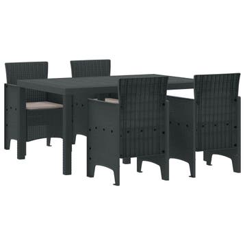 vidaXL Tuin Eettafel Set 5 st Antraciet Polt riet, Verzenden