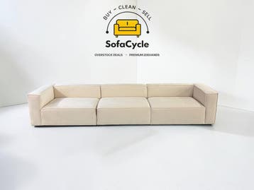 4-zit beige in fluweel, modulair – overstock, Huis en Inrichting, Verzenden, Nieuw